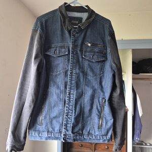 Men's Denim Jacket with Black Sleeves